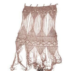 Macrame Wall Hanging/drapery Tapestry Boho Chic Pink Fringe wedding girlhoodcore